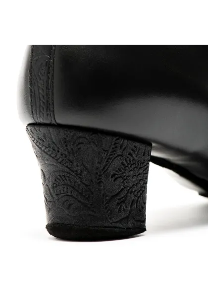 International dance shoes - IDS - F33-BLACK CALF/BLACK FIORI -1.5 heel