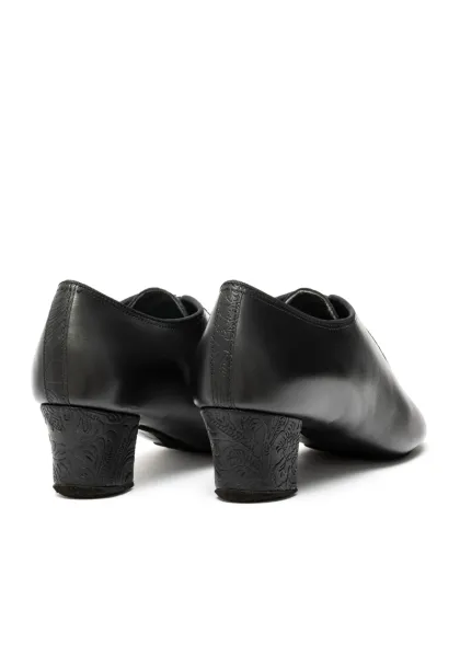 International dance shoes - IDS - F33-BLACK CALF/BLACK FIORI -1.5 heel