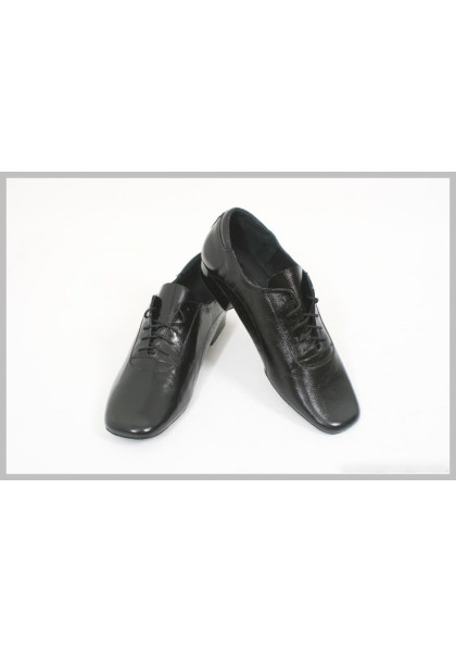Ballroom Dance Shoes - Black Leather - Heel 1 inch
